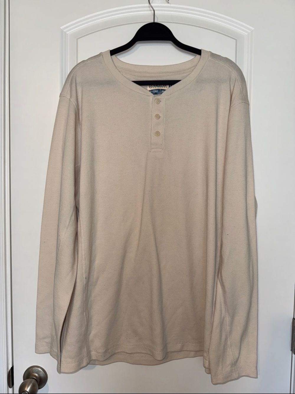 Magellan Outdoors Cream Long Sleeve Henley Shirt